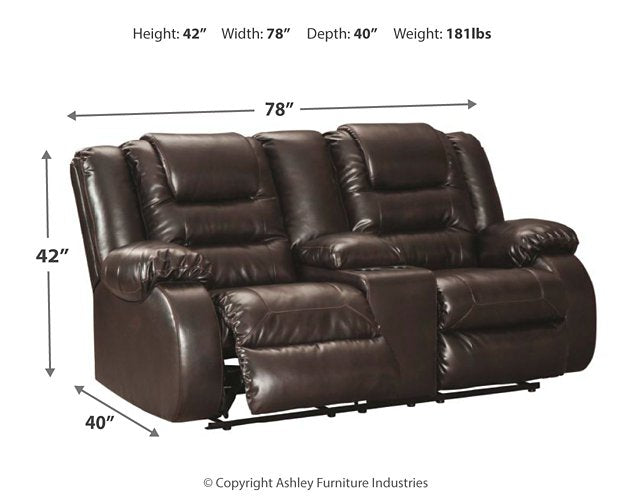 Vacherie Reclining Loveseat with Console