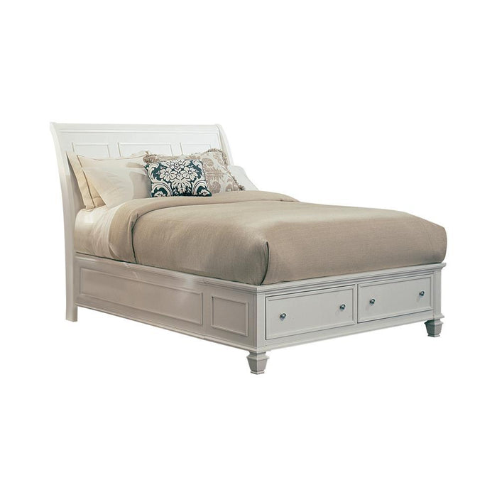 Sandy Beach White Eastern King Storage Bed