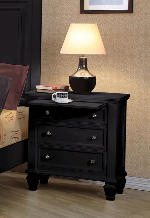 Sandy Beach Black Three Drawer Nightstand With Tray