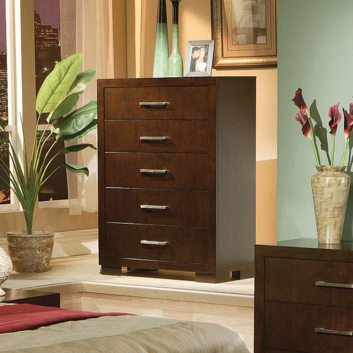 Jessica Cappuccino Five Drawer Chest