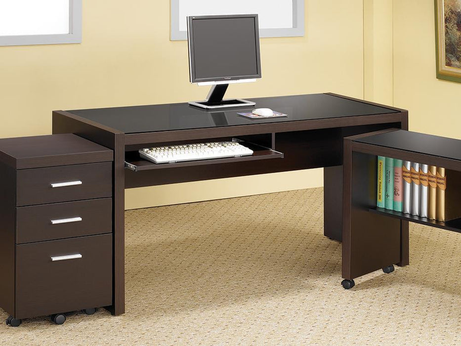 Skylar Contemporary Cappuccino Computer Desk With Keyboard Tray