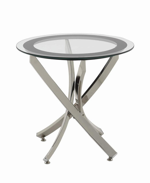 Glass Top Chrome End Table