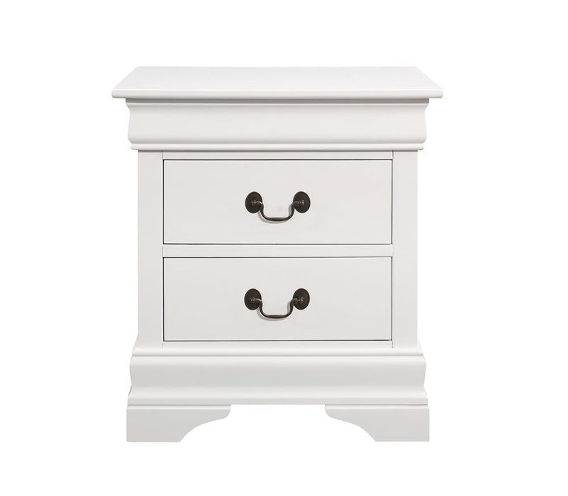 Louis Philippe White Two Drawer Nightstand