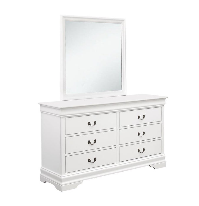 Louis Philippe White Six Drawer Dresser