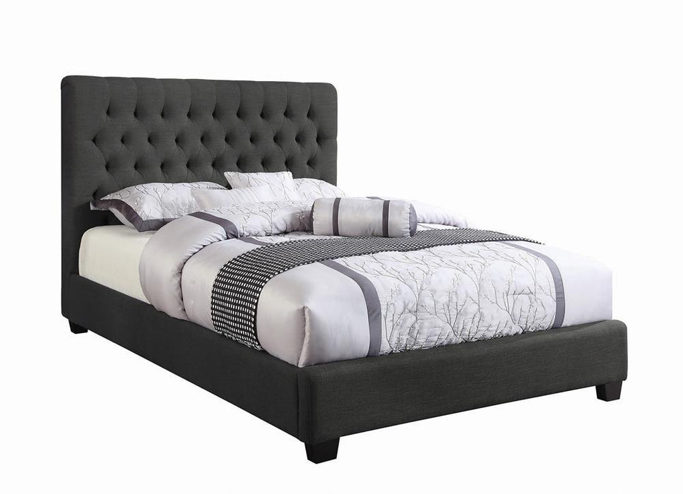 Chloe Transitional Charcoal Upholstered Full Bed