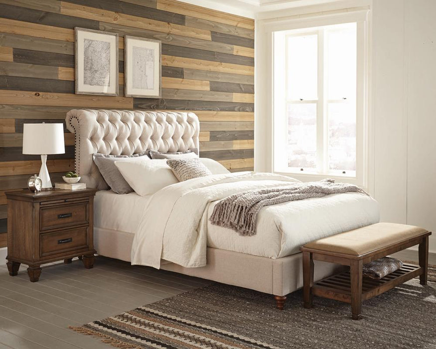 Devon Transitional Beige Queen Bed