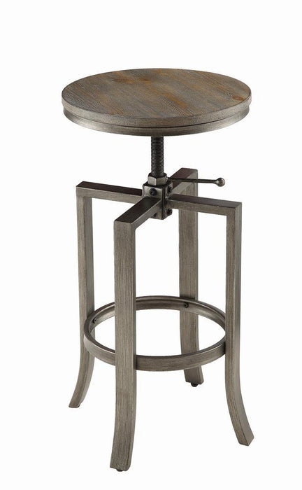 Industrial Walnut Adjustable Bar Stool