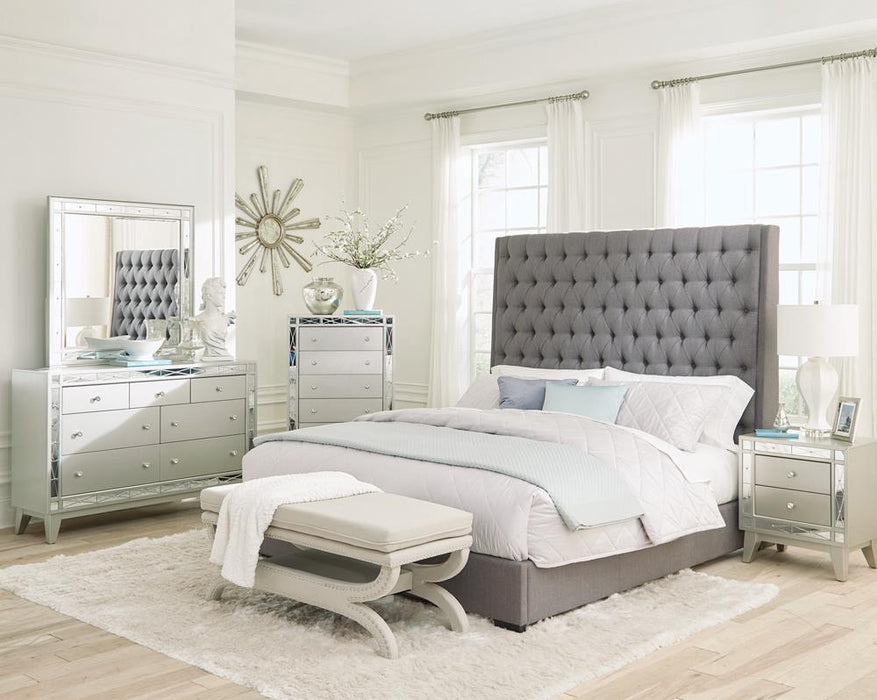 Camille Grey Upholstered Queen Bed