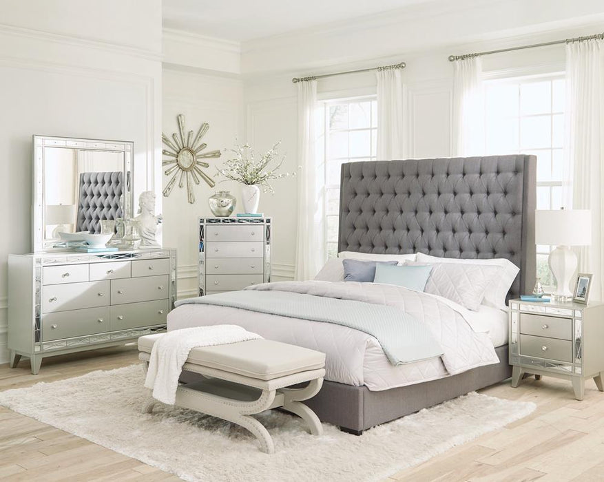 Camille Grey Upholstered King Bed