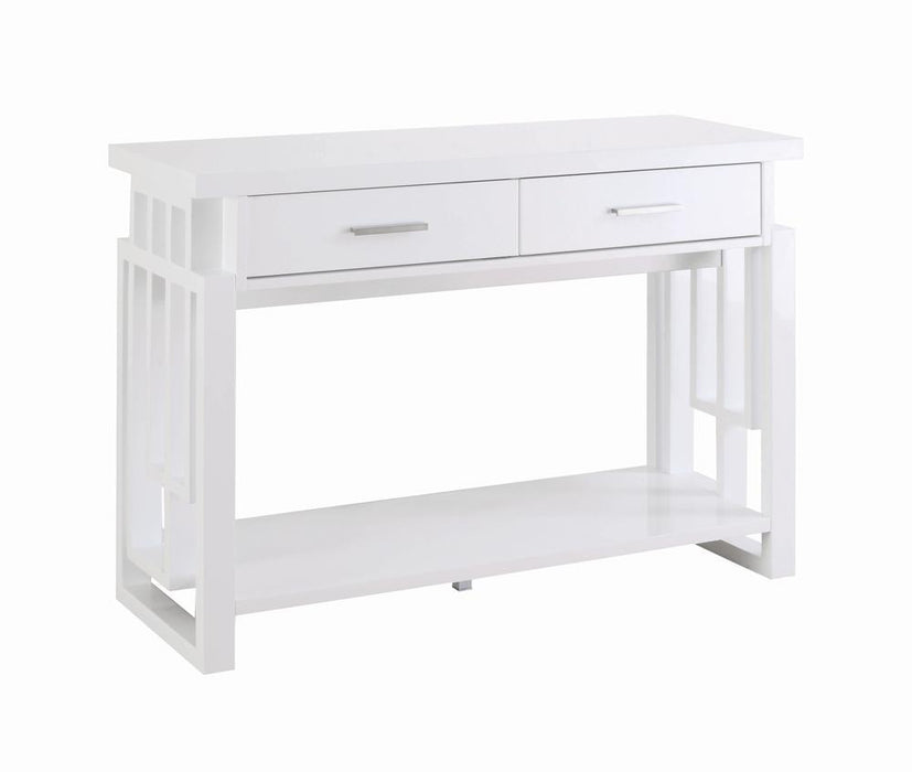 Transitional Glossy White Sofa Table