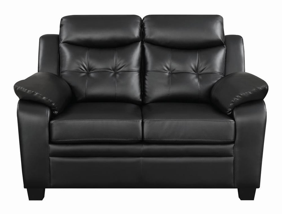 Finley Casual Black Padded Loveseat