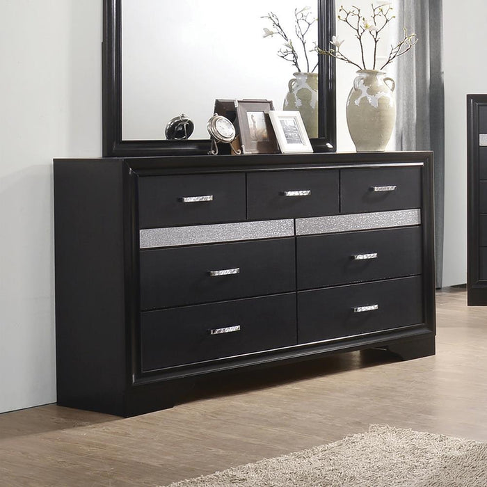 Miranda Transitional Black Seven Drawer Nightstand