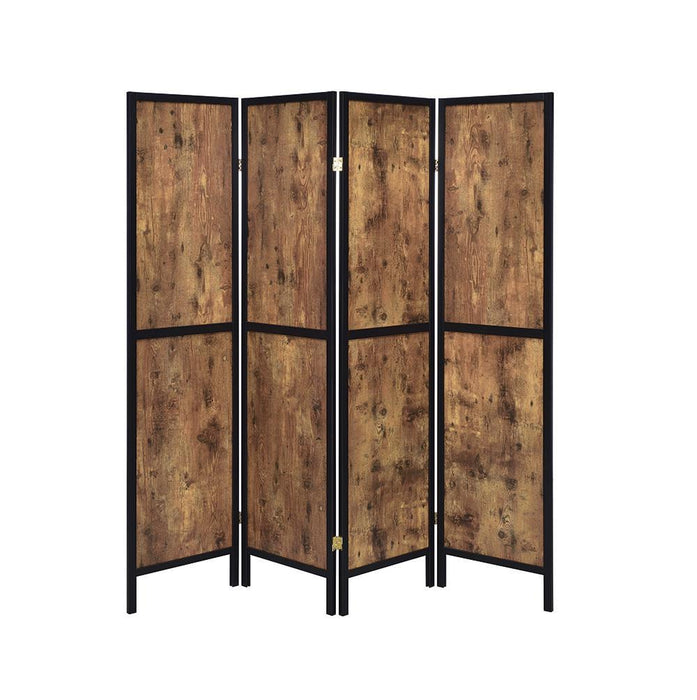 Industrial Antique Nutmeg Four Panel Screen