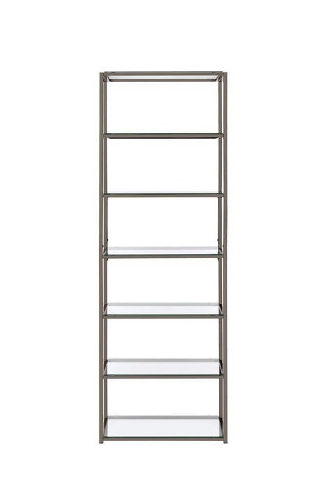 G801017 Contemporary Black Nickel Six Tier Bookcase