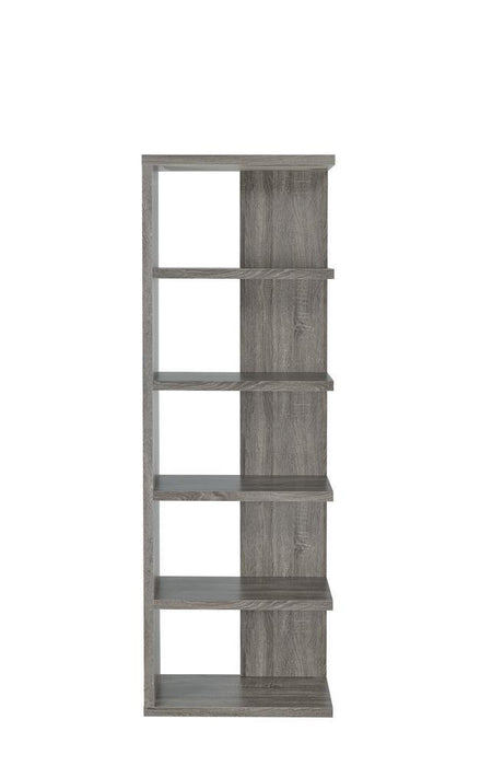 G800553 Contemporary Weathered Grey Five Shelf Bookcase