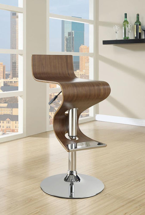 G100396 Contemporary Walnut Adjustable Bar Stool