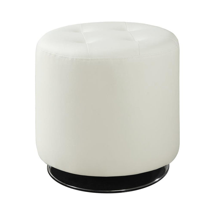 G500554 Contemporary White Round Ottoman