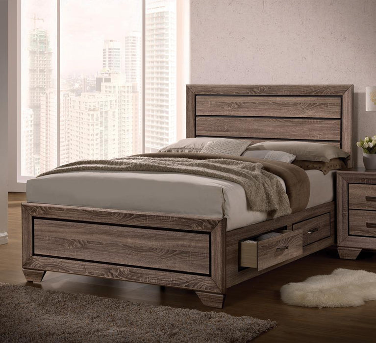 Kauffman Transitional Washed Taupe Queen Bed