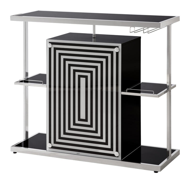 G130076 Contemporary Glossy Black Bar Unit