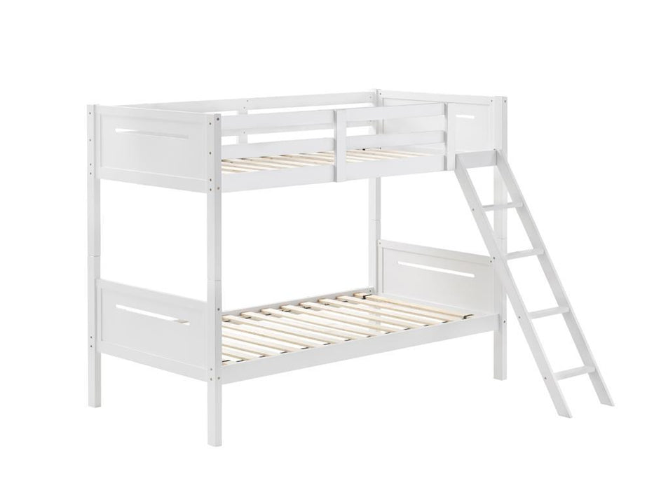 405051WHT TWIN/TWIN BUNK BED