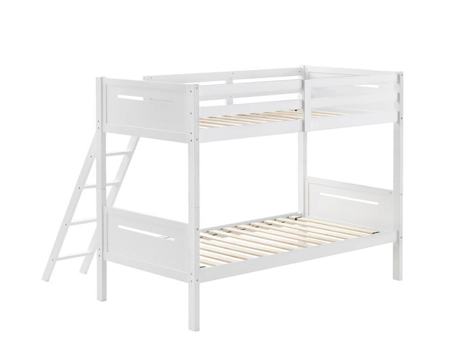 405051WHT TWIN/TWIN BUNK BED