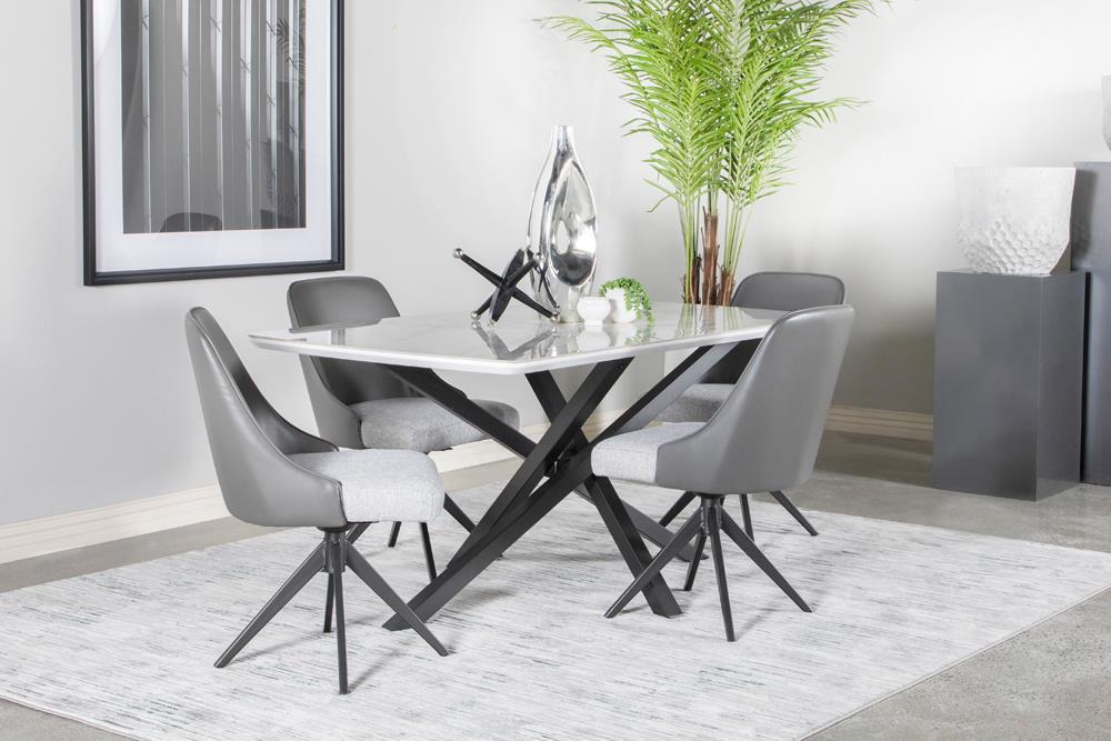 Paulita Rectangular Dining Table White And Gunmetal