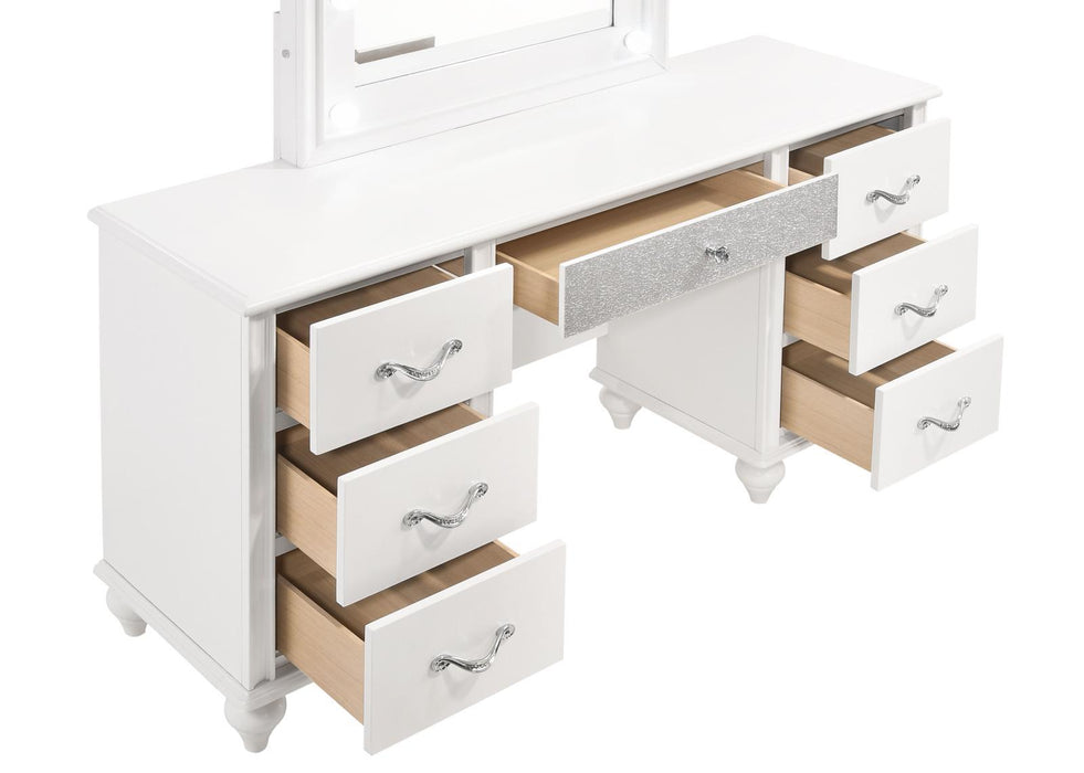 Barzini 7 Drawer Vanity Desk With Lighted Mirror White