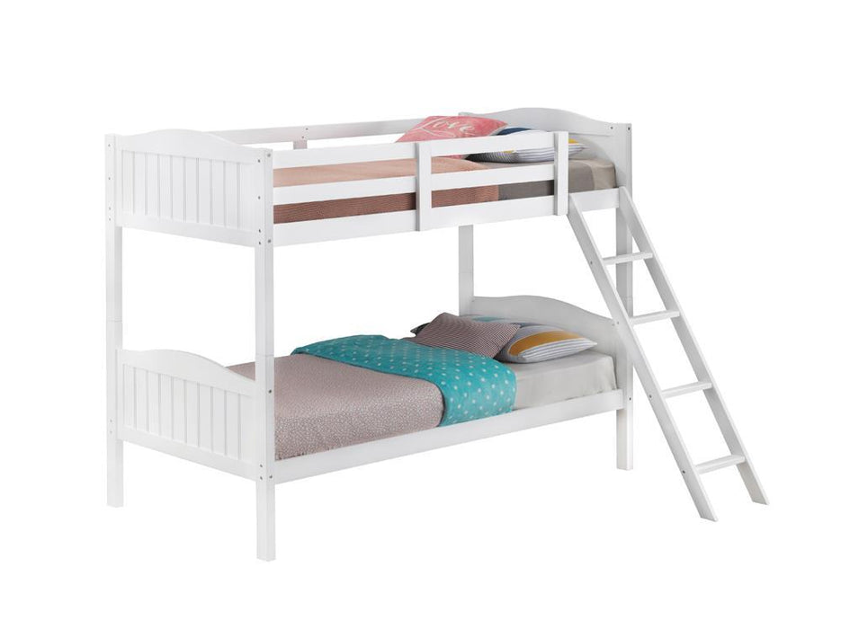 405053WHT TWIN/TWIN BUNK BED