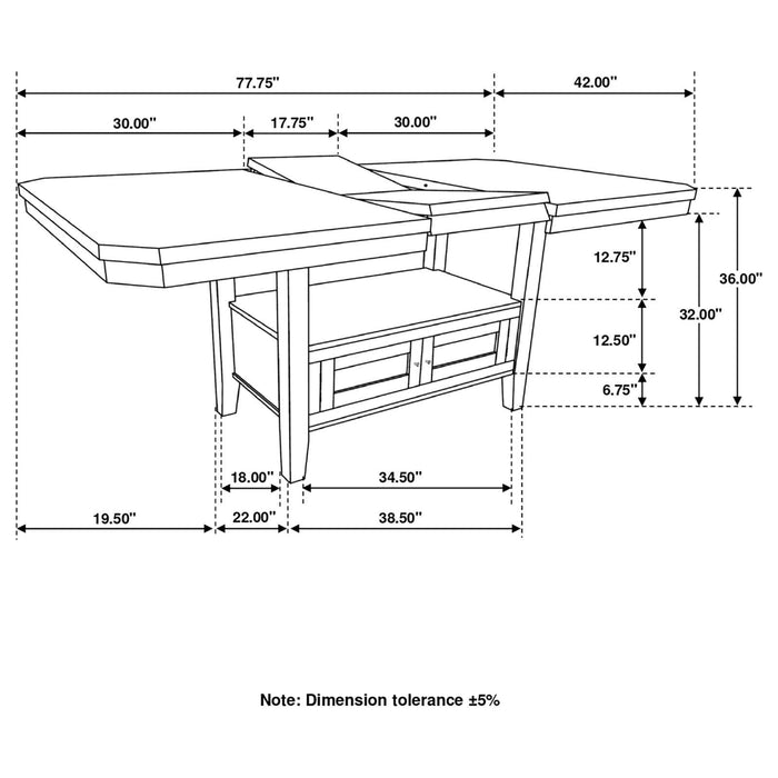 Prentiss Extendable Rectangular Counter Height Table With Butterfly Leaf Cappuccino