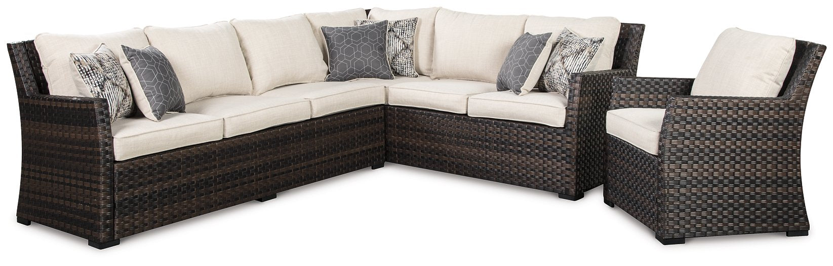 Easy Isle Easy Isle Nuvella 3 Piece Sectional with Coffee Table and Lounge Chair