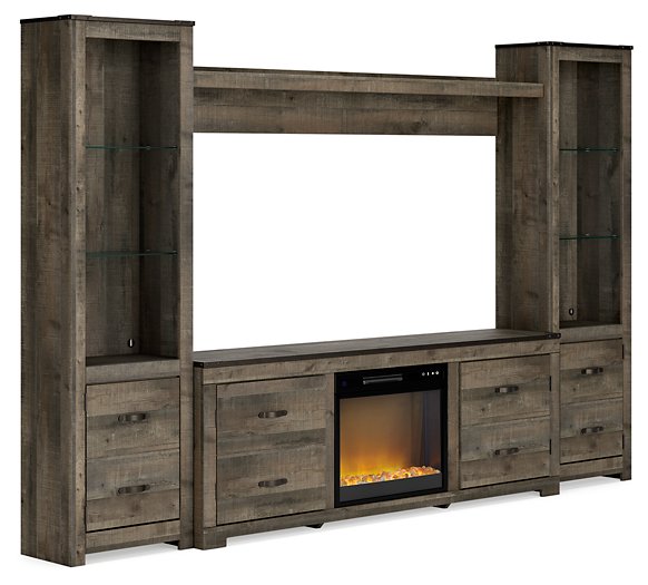 Trinell 4-Piece Entertainment Center with Electric Fireplace