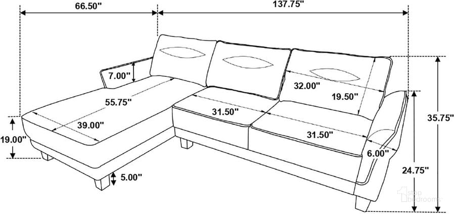 Caspian Upholstered Curved Arms Sectional Sofa