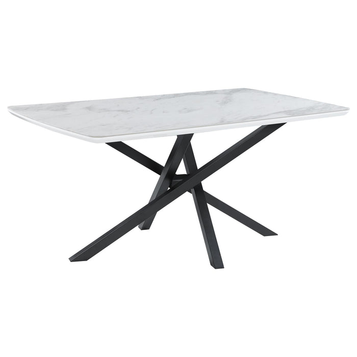 Paulita Rectangular Dining Table White And Gunmetal image