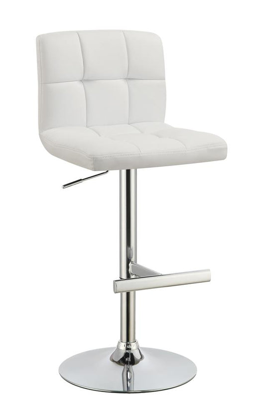 G120356 Contemporary White Adjustable Padded Back Bar Stool image