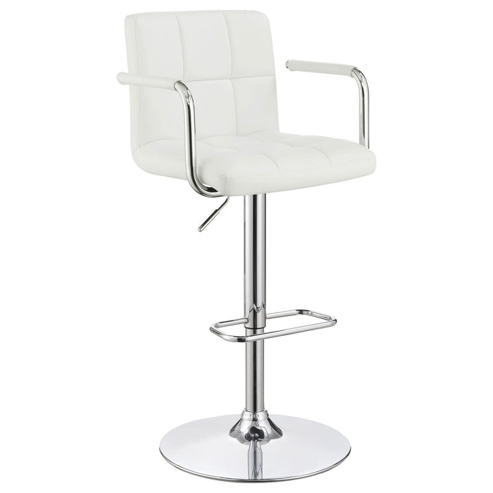 G121097 Contemporary White and Chrome Adjustable Bar Stool with Arms image