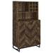 Mendoza 2-Door Wine Cabinet Rustic Oak Herringbone And Gunmetal image