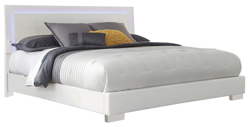 Felicity Contemporary Glossy White Lighted Eastern King Bed image