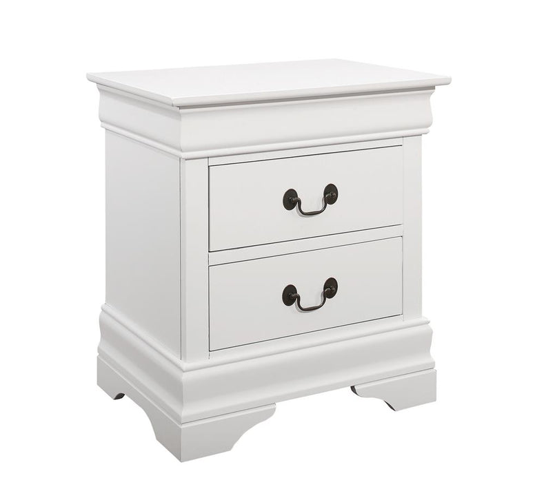 Louis Philippe White Two Drawer Nightstand image