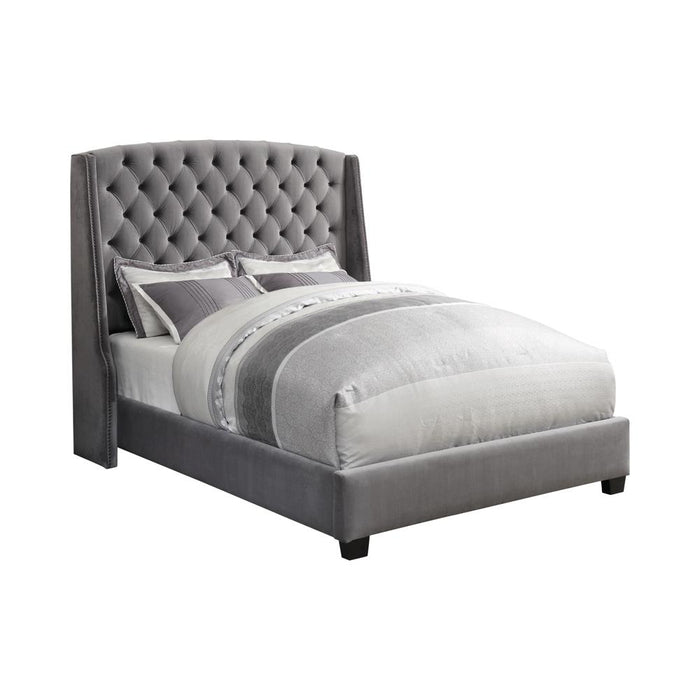 Pissarro Transitional Upholstered Grey and Chocolate Eastern King Bed image