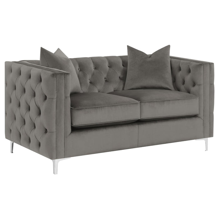 Phoebe Tufted Tuxedo Arms Loveseat Urban Bronze image