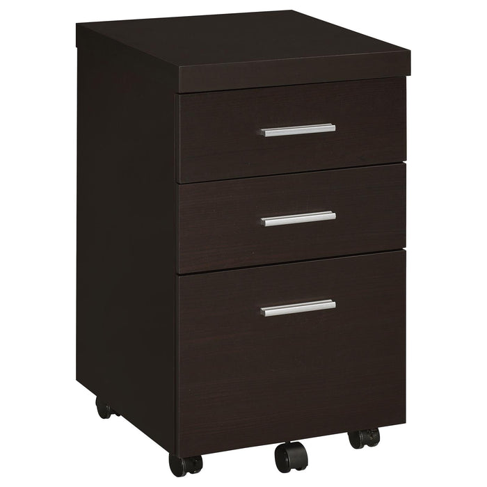 Skylar Contemporary Cappuccino Three Drawer Mobile File Cabinet image