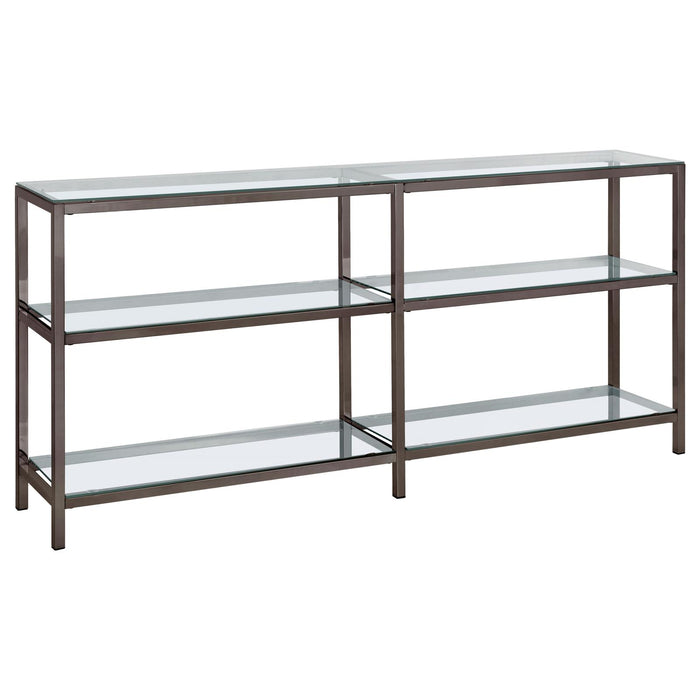 G801018 Contemporary Black Nickel Two Tier Double Bookcase image