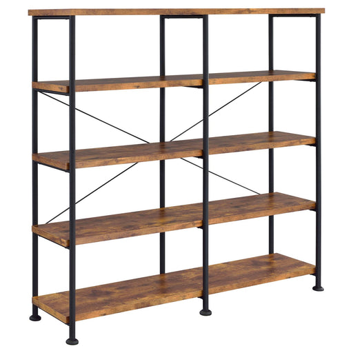 Barritt Industrial Antique Nutmeg Double Wide Bookcase image