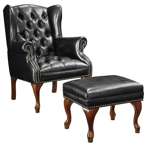 Traditional Espresso Accent Chair and Ottoman image