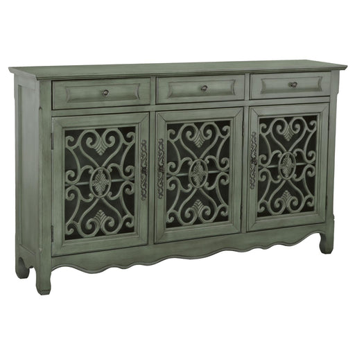 Traditional Antique Green Three Door Cabinet image