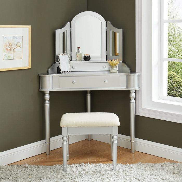 Kasey Silver Vanity w/ Stool image