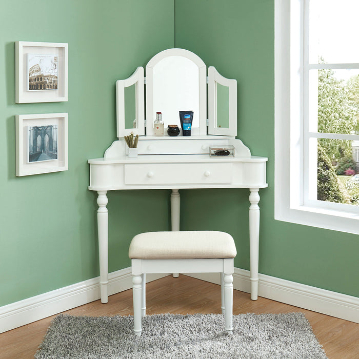 Kasey White Vanity w/ Stool image