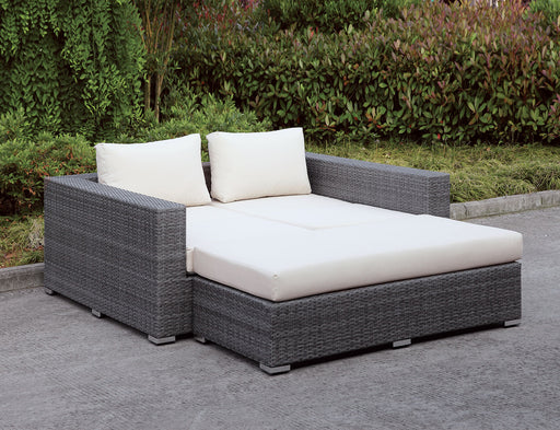 Somani Light Gray Wicker/Ivory Cushion Daybed image