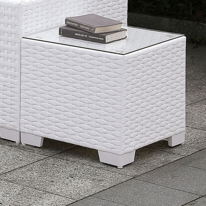 Somani White Wicker/White Cushion End Table image