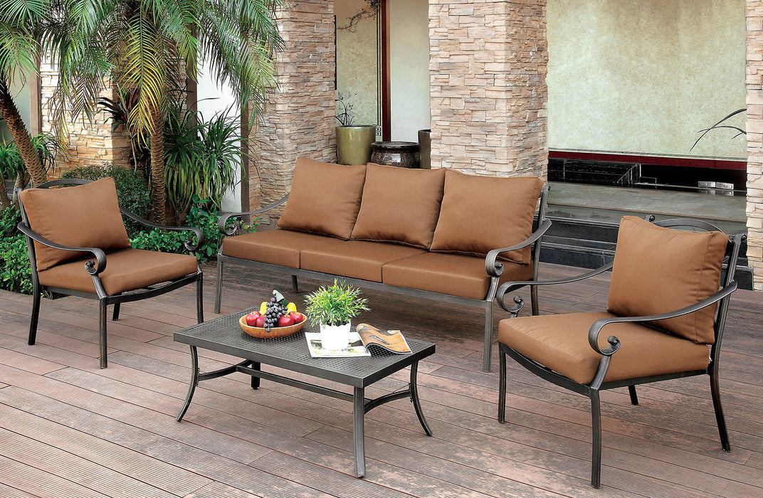 BONQUESHA I Brown/Distressed Black 4 Pc. Patio Set image